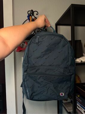Champion Dark Blue All-Over Logo Backpack for Men